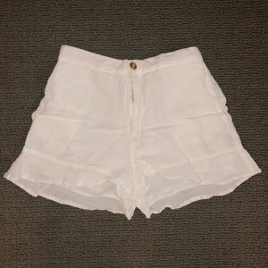 Aqua White Flowy Shorts